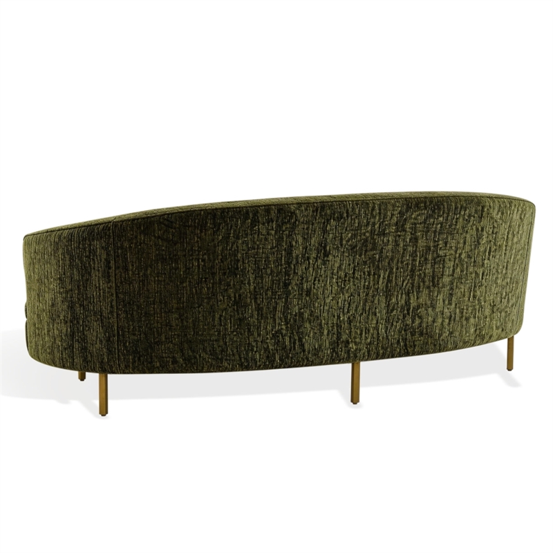 Safavieh Primrose Wood Curved Sofa in Olive  / Gold