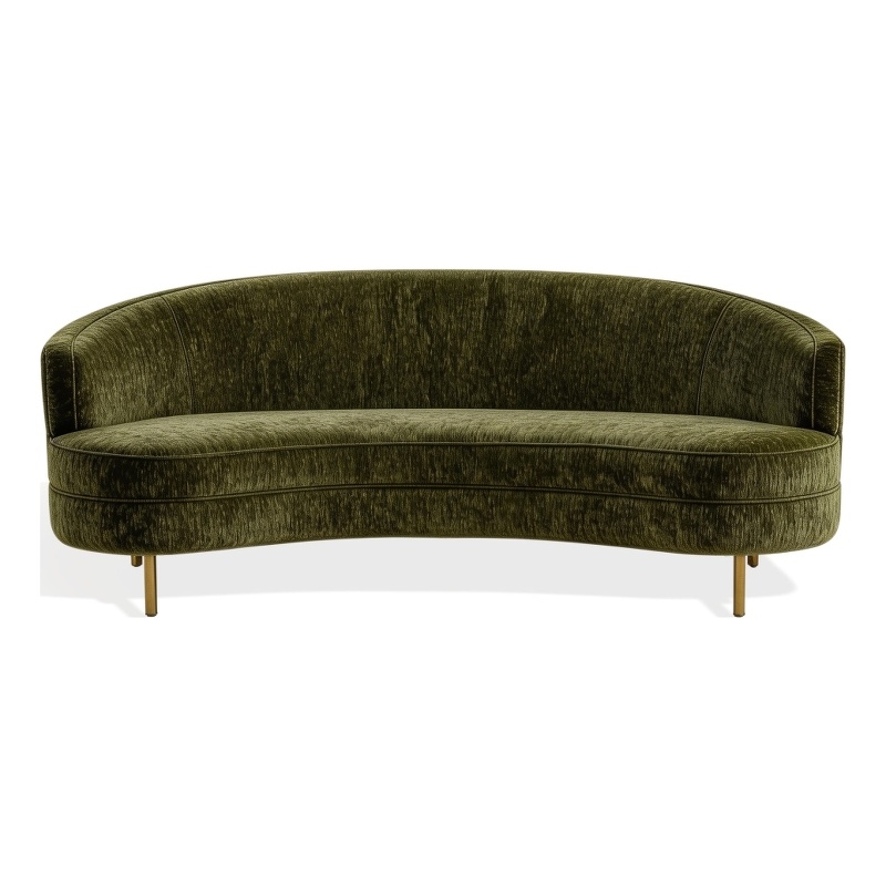Safavieh Primrose Wood Curved Sofa in Olive  / Gold