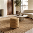 Safavieh Cecelia Round Chenille and Wood Ottoman in Mustard / Walnut