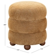 Safavieh Cecelia Round Chenille and Wood Ottoman in Mustard / Walnut