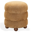 Safavieh Cecelia Round Chenille and Wood Ottoman in Mustard / Walnut