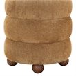 Safavieh Cecelia Round Chenille and Wood Ottoman in Mustard / Walnut