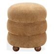 Safavieh Cecelia Round Chenille and Wood Ottoman in Mustard / Walnut