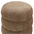 Safavieh Cecelia Round Chenille and Wood Ottoman in Brown/ Walnut