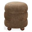 Safavieh Cecelia Round Chenille and Wood Ottoman in Brown/ Walnut