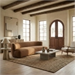 Safavieh Kellibriana Chenille and Wood Sofa in Brown / Walnut