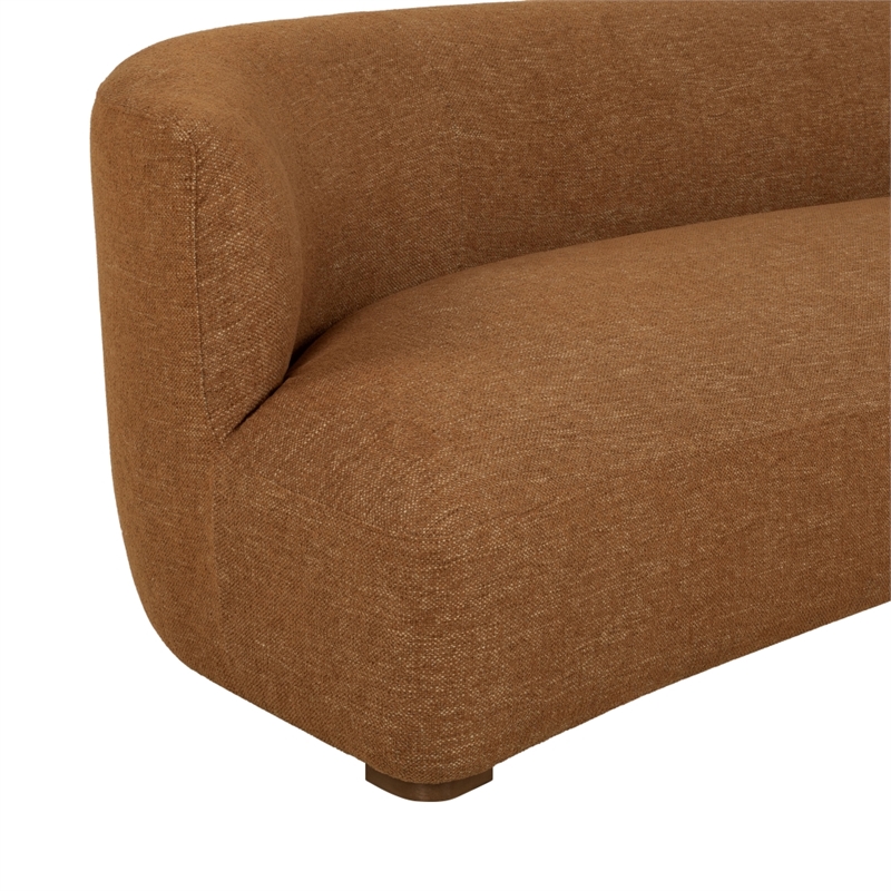 Safavieh Kellibriana Chenille and Wood Sofa in Brown / Walnut