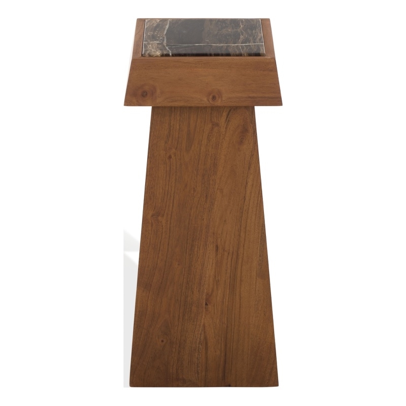 Safavieh Lakaytee Marble Top Drink Table in Walnut / Brown