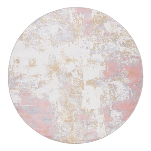 Safavieh Bayside 6'-7&quot x 6'-7&quot Power Loomed Polyester Rug in Ivory / Gray / Pink