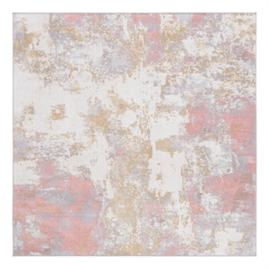 Safavieh Bayside 6'-7&quot x 6'-7&quot Power Loomed Polyester Rug in Ivory / Gray / Pink