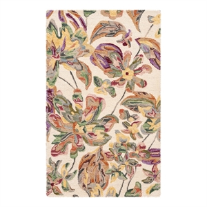 Safavieh Blossom 3'-0&quot x 5'-0&quot Hand Tufted Wool and Cotton Rug in Ivory / Plum