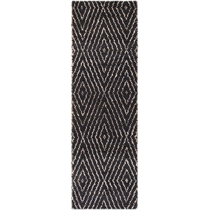 Safavieh Bohemian 2'-3&quot x 13'-0&quot Hand Woven Jute and Cotton Rug in Black / Ivory