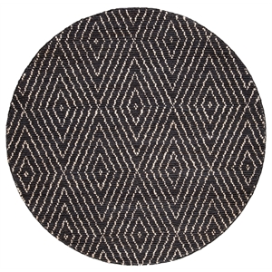 Safavieh Bohemian 4'-0&quot x 4'-0&quot Hand Woven Jute and Cotton Rug in Black / Ivory