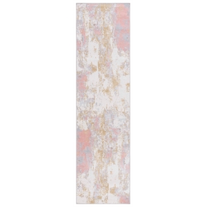 Safavieh Bayside 2'-2&quot x 6'-0&quot Power Loomed Polyester Rug in Ivory / Gray / Pink