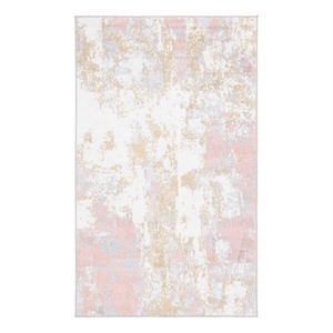 Safavieh Bayside 3'-0&quot x 5'-0&quot Power Loomed Polyester Rug in Ivory / Gray / Pink