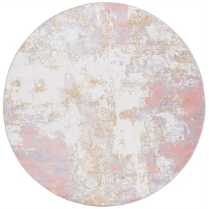 Safavieh Bayside 3'-0&quot x 3'-0&quot Power Loomed Polyester Rug in Ivory / Gray / Pink