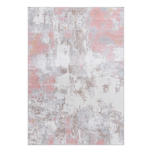 Safavieh Bayside 4'-0&quot x 6'-0&quot Power Loomed Polyester Rug in Ivory / Gray / Pink