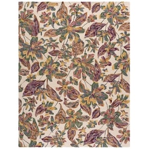 Safavieh Blossom 9'-0&quot x 12'-0&quot Hand Tufted Wool and Cotton Rug in Ivory / Plum