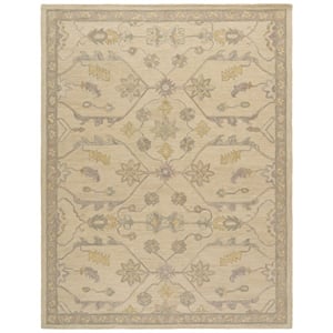 Safavieh Blossom 9'-0&quot x 12'-0&quot Hand Tufted Wool Rug in Beige / Purple