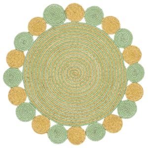 Safavieh Braided 3'-0&quot x 3'-0&quot Hand Woven Wool Rug in Green / Gold