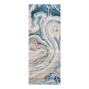 Safavieh Meadow 500 2'-0&quot x 5'-0&quot Power Loomed Polypropylene Rug in Beige / Blue
