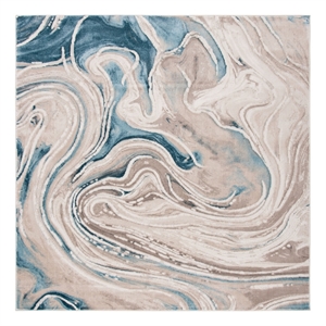 Safavieh Meadow 500 6'-7&quot x 6'-7&quot Power Loomed Polypropylene Rug in Beige / Blue