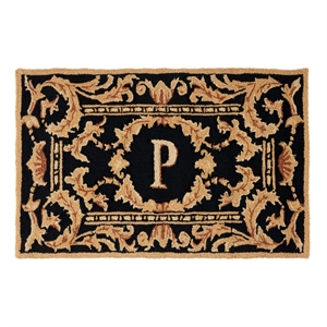 Safavieh Monogram 2'-6&quot x 4'-0&quot Hand Hooked Polypropylene Rug in Black