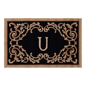 Safavieh Monogram 2'-6&quot x 4'-0&quot Hand Hooked Polypropylene Rug in Black