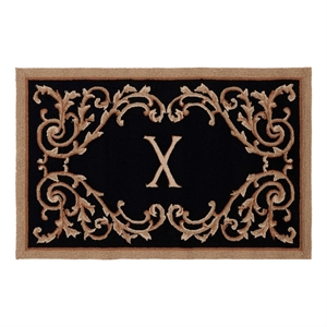 Safavieh Monogram 2'-6&quot x 4'-0&quot Hand Hooked Polypropylene Rug in Black