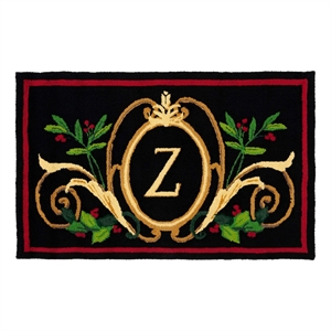 Safavieh Monogram2'-6&quot x 4'-0&quotHand Hooked Polypropylene Rug in Black/Multi-Color