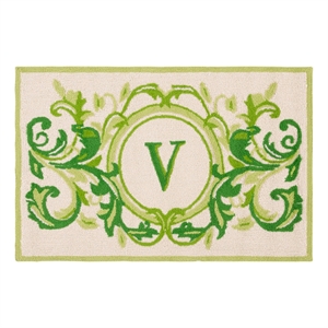 Safavieh Monogram 2'-6&quot x 4'-0&quot Hand Hooked Polypropylene Rug in Beige / Green