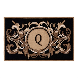 Safavieh Monogram 2'-6&quot x 4'-0&quot Hand Hooked Polypropylene Rug in Black / Brown