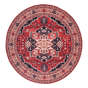 Safavieh Serapi 6'-7&quot x 6'-7&quot Power Loomed Cotton Rug in Red / Beige