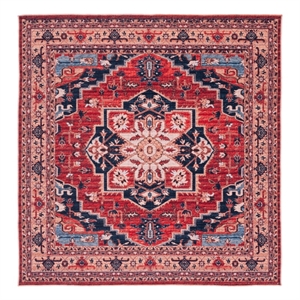 Safavieh Serapi 6'-7&quot x 6'-7&quot Power Loomed Cotton Rug in Red / Beige