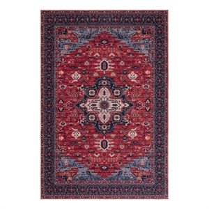 Safavieh Serapi 5'-3&quot x 7'-6&quot Power Loomed Cotton Rug in Red / Navy