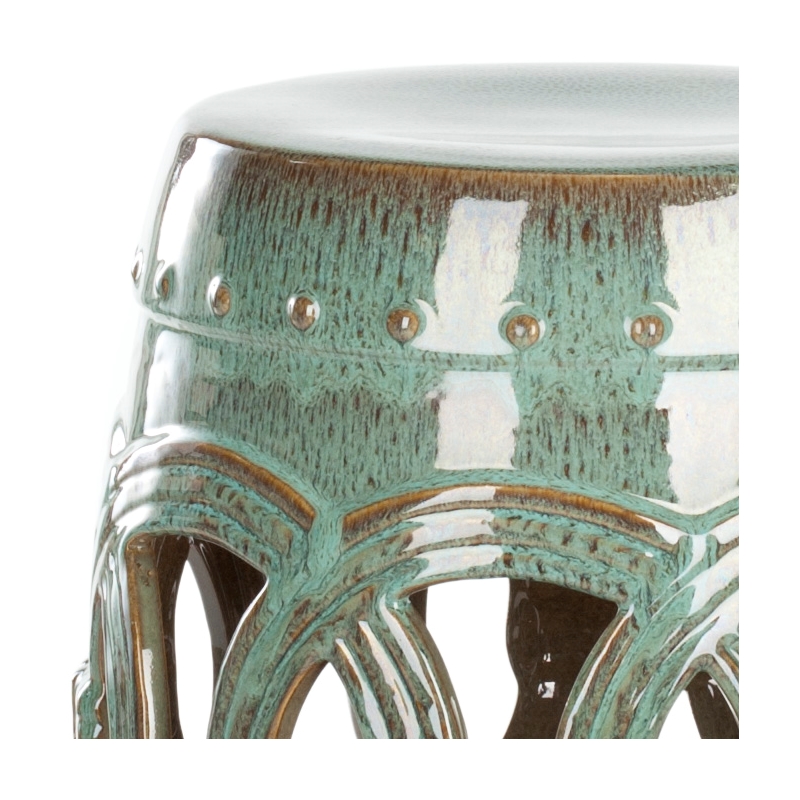 Safavieh Blue Green Ceramic Double Coin Stool in Blue