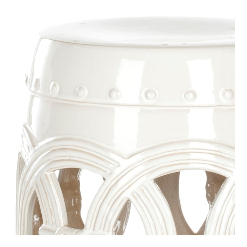 Safavieh White Ceramic Double Coin Stool in White