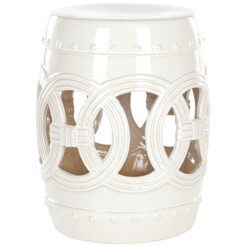 Safavieh White Ceramic Double Coin Stool in White