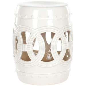 Safavieh White Ceramic Double Coin Stool in White