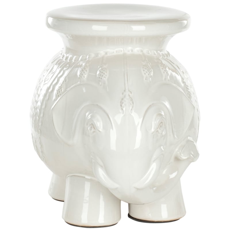 Safavieh Elephant Ceramic Garden Stool in White