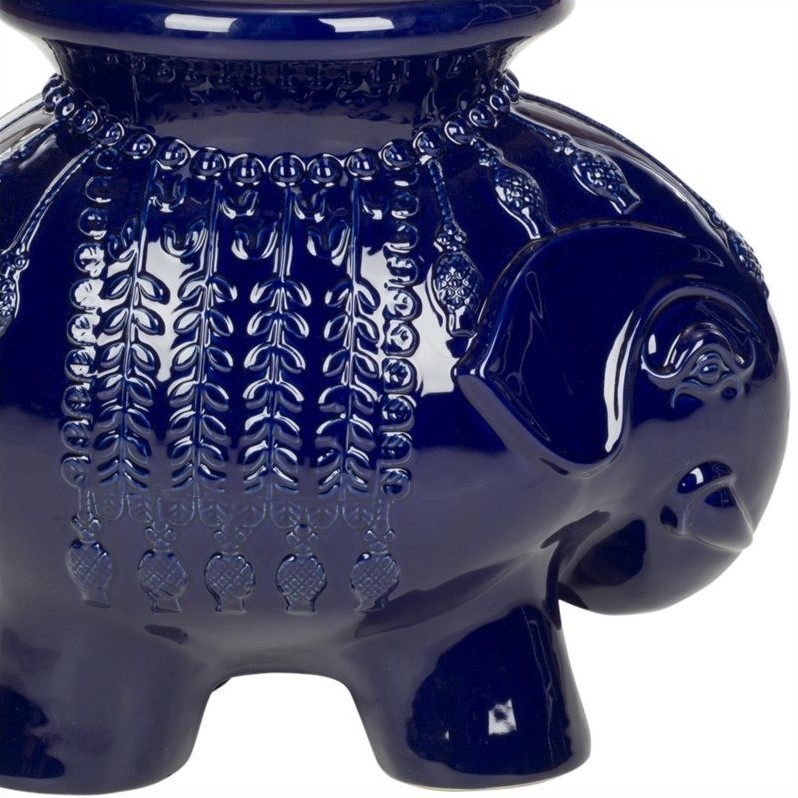 Safavieh Ceramic Elephant Stool in Navy