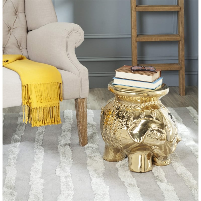 Safavieh Ceramic Elephant Stool in Navy