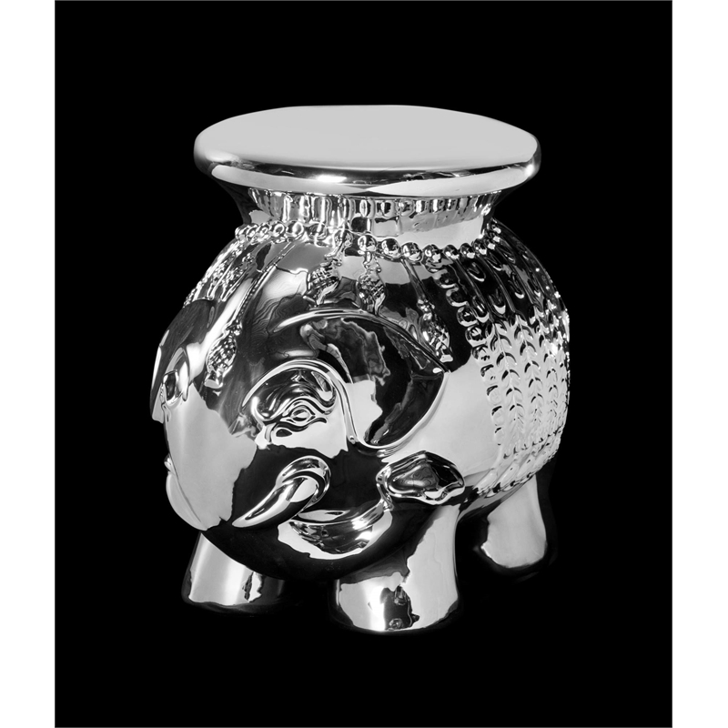Safavieh Ceramic Elephant Stool in Navy