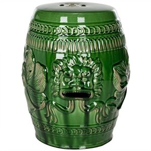 safavieh ceramic chinese dragon stool in green