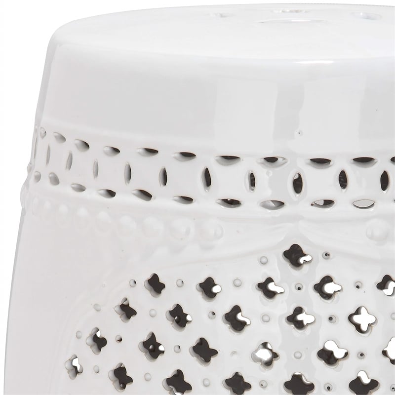Safavieh Quatrefoil Ceramic Garden Stool in White