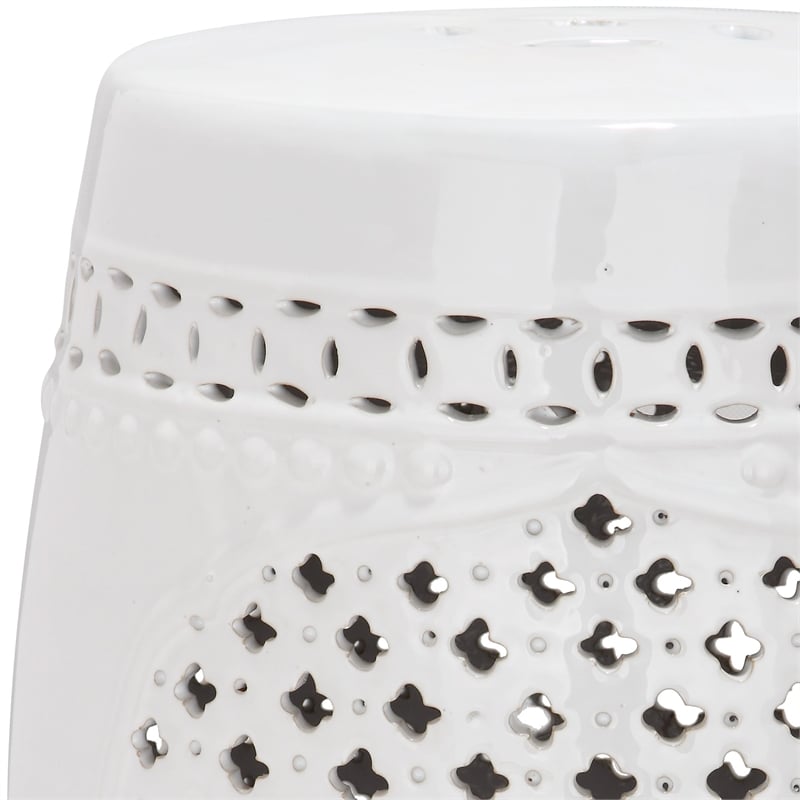 Safavieh Quatrefoil Ceramic Garden Stool in White