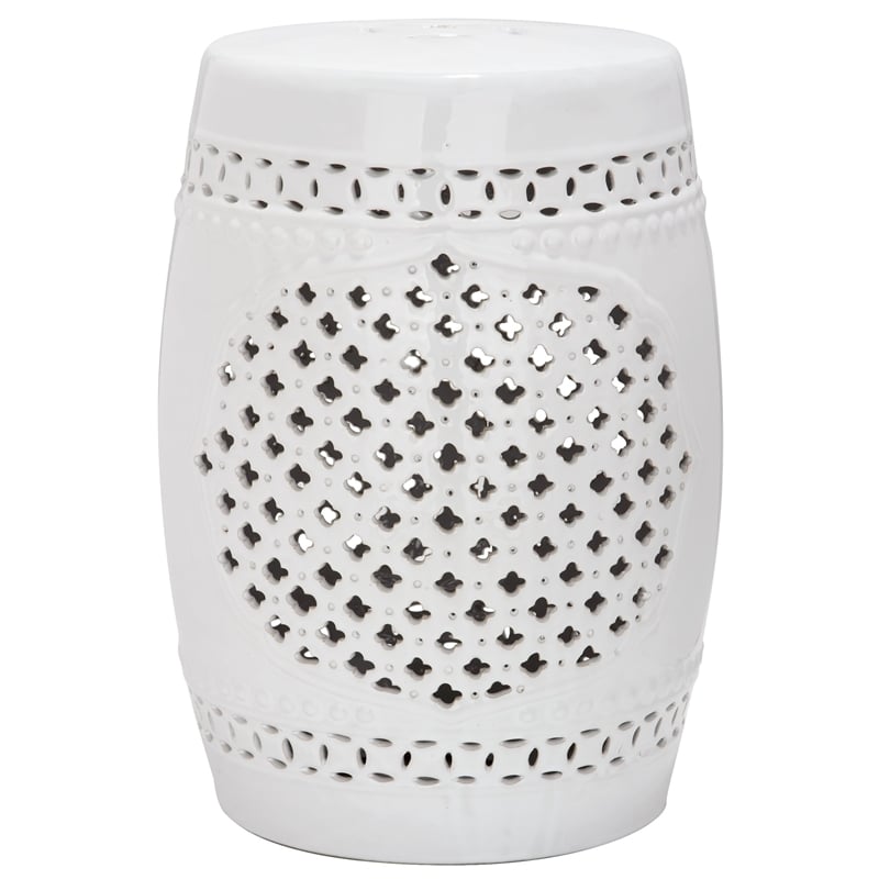 Safavieh Quatrefoil Ceramic Garden Stool in Cream