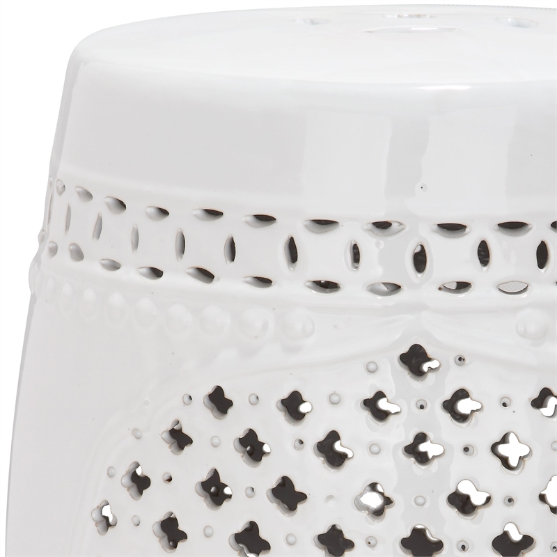 Safavieh Quatrefoil Ceramic Garden Stool in Cream