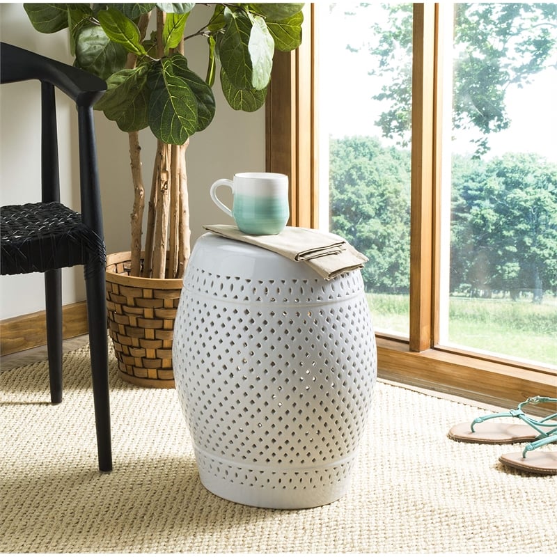 Safavieh Diamond Ceramic Garden Stool in White