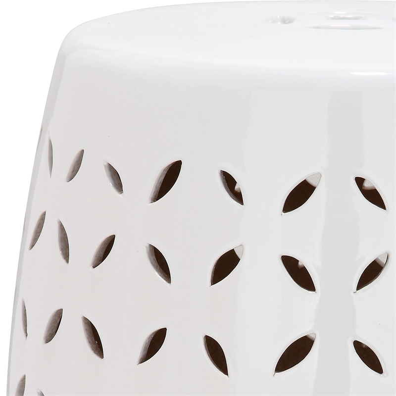 Safavieh Lattice Petal Ceramic Garden Stool in White